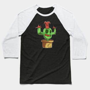 Funny Cartoon Cactus Head Baseball T-Shirt